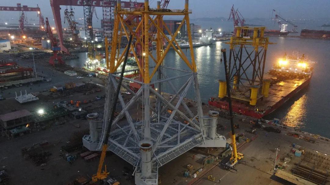 【獻禮】 文船重工制造的國內(nèi)最大海上升壓站基礎在南沙順利交付